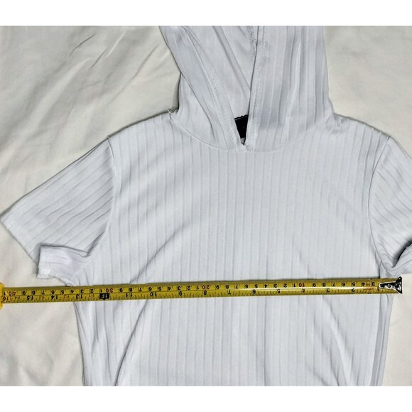 Kids Cant Miss Ribbed White Hooded Top Girls 10/12 Drawstring Sides Shirt Hoodie - Picture 6 of 16